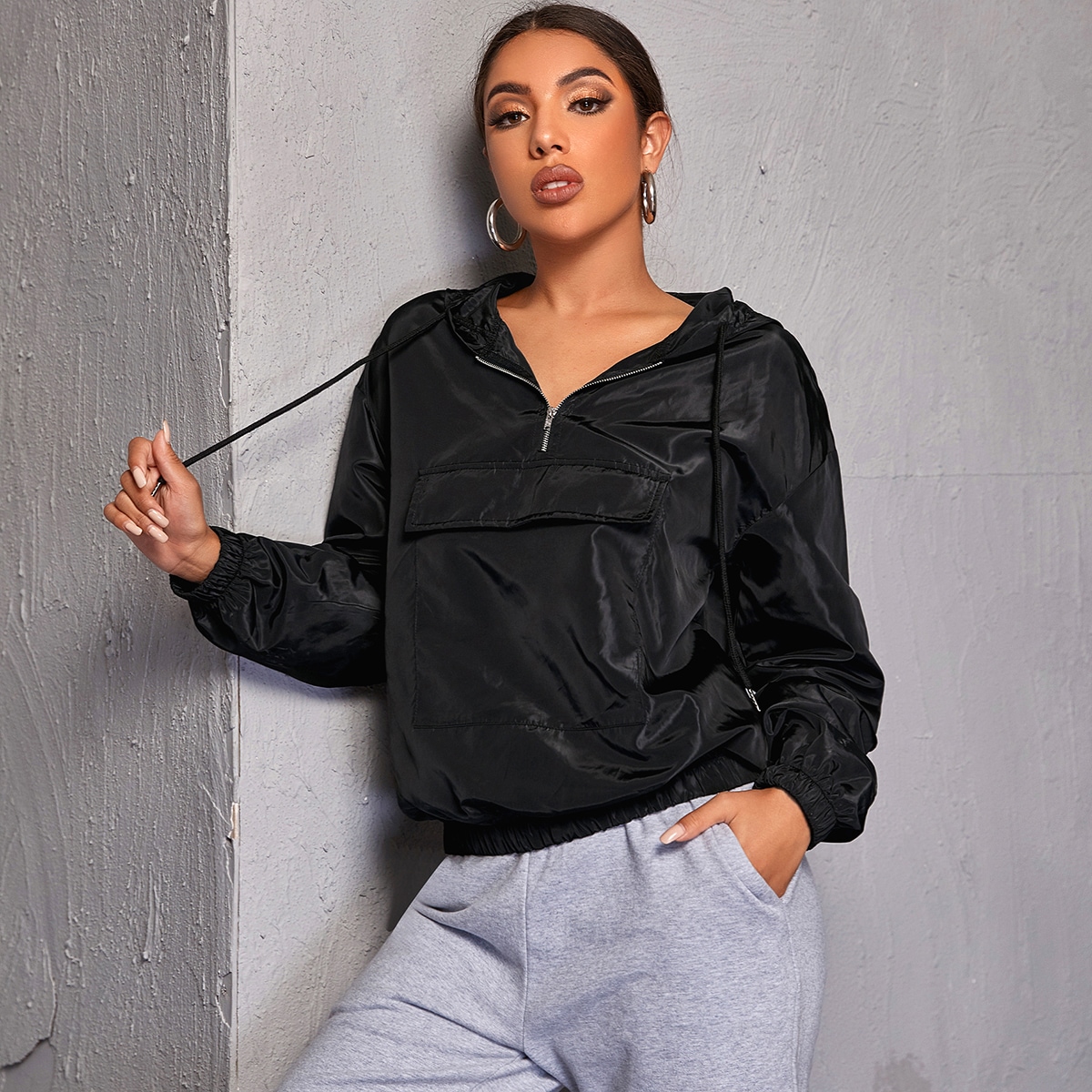 Image of Flap Pocket Windbreaker Anorak Jacket