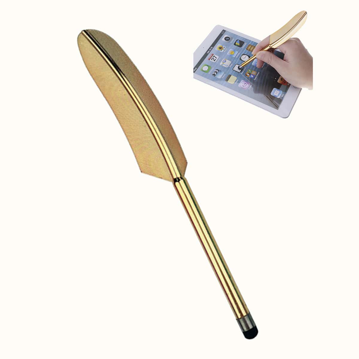 

1pc Feather Design Stylus Pen, Gold