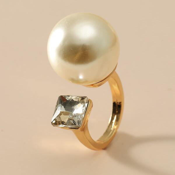 

Faux Pearl Decor Ring, Gold