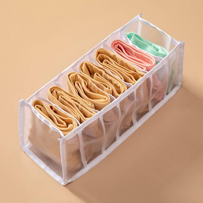 

1pc 7 Grid Underwear Storage Box, White