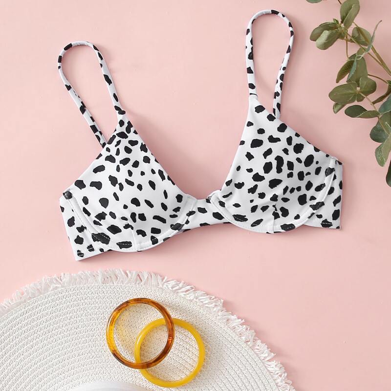 

Dalmatian Underwire Bikini Top, Black and white