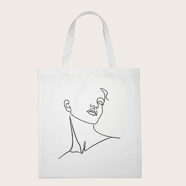 

Figure Graphic Shopper Bag, White