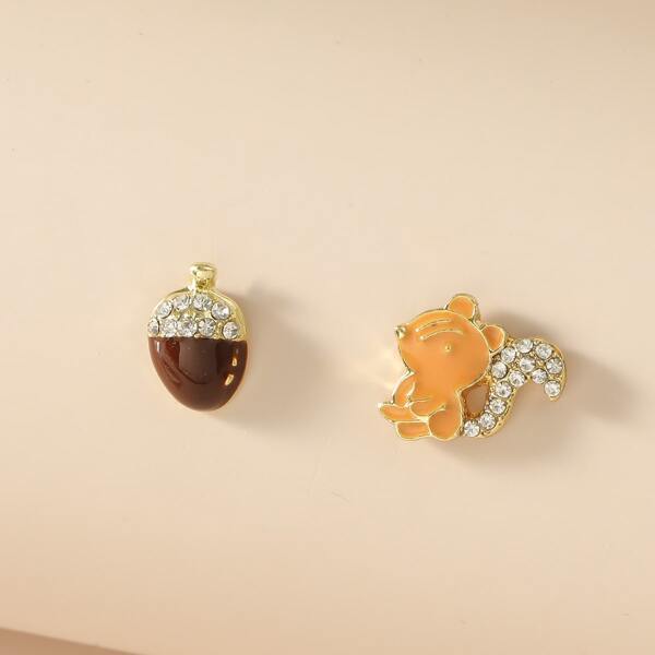 

Rhinestone Decor Squirrel Stud Earrings, Multicolor