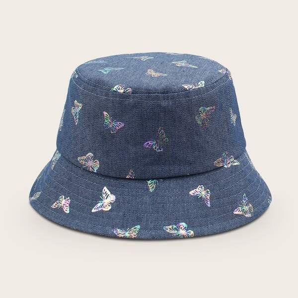 

Colorful Butterfly Print Bucket Hat, Blue