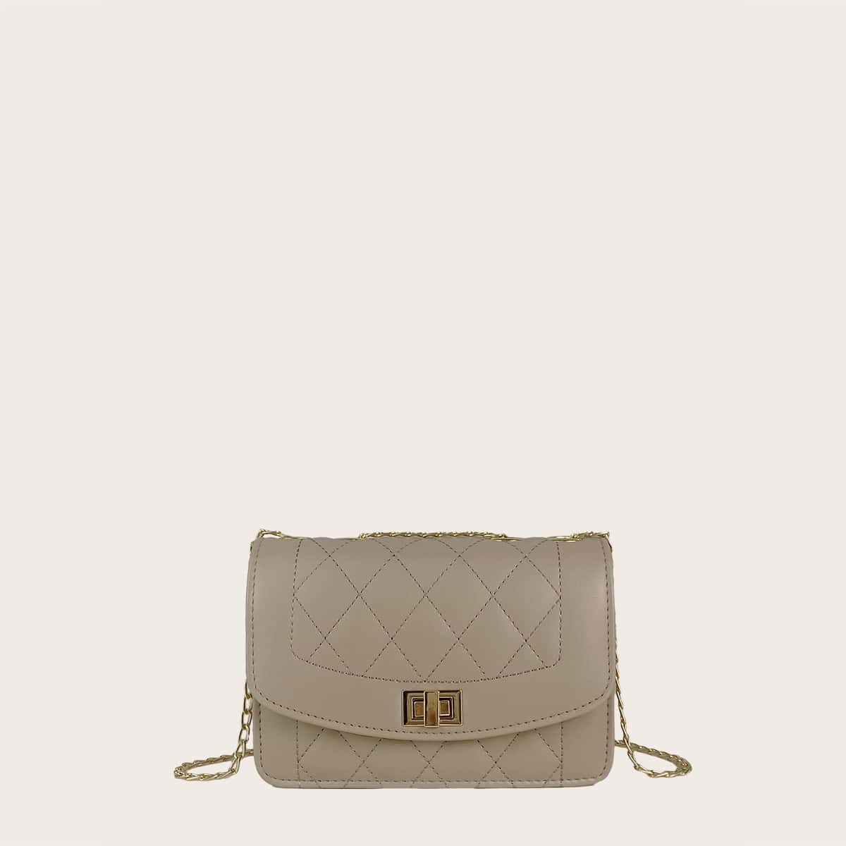 

Twist Lock Quilted Crossbody Bag, Khaki