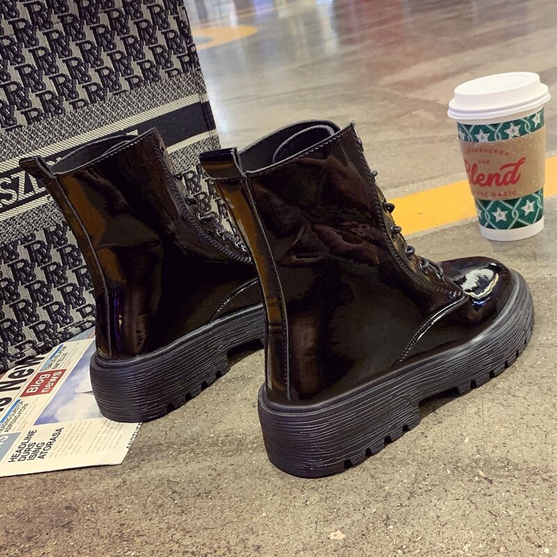 

Lace-up Combat Boots, Black