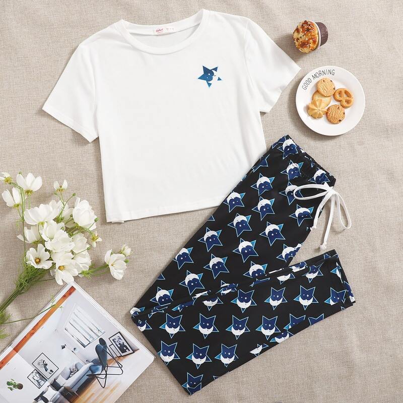 

Moon & Star Graphic PJ Set, Multicolor