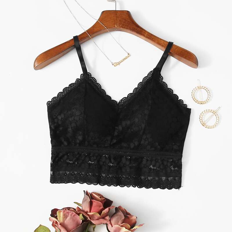 

Floral Lace Bralette, Black
