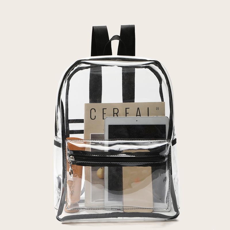 

Pocket Front Clear Backpack, Black clear