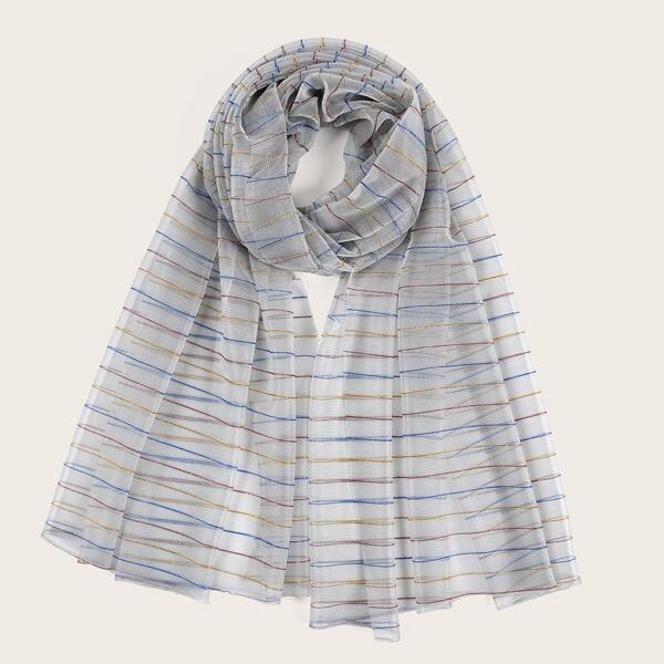 

Striped Pattern Scarf, Grey