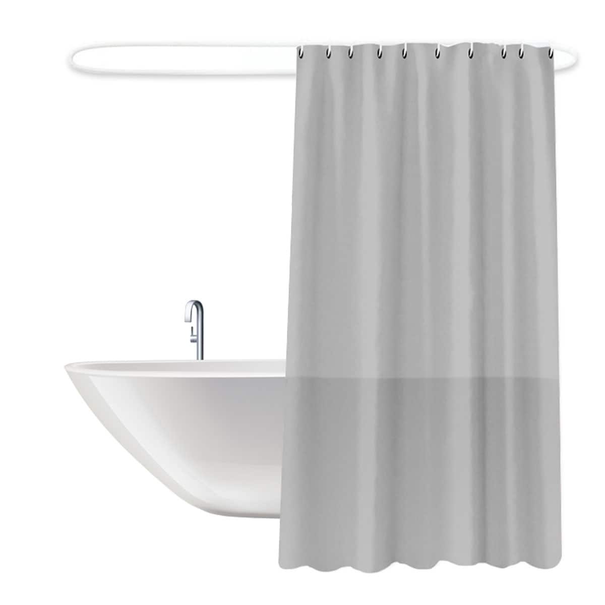 

1pc Solid Color Shower Curtain, Grey