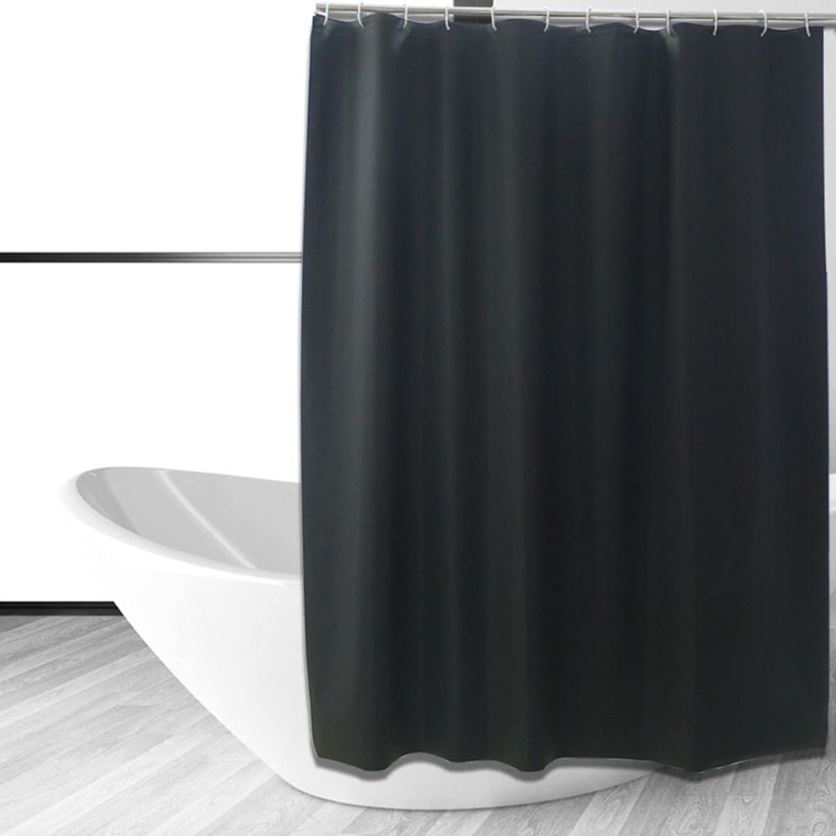 

1pc Solid Color Shower Curtain, Black