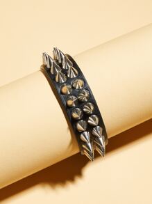 1pc Fashionable Punk Style Metal Rivet PU Bracelet, Personalized Street Hip-Hop Men's Jewelry, Party Gift