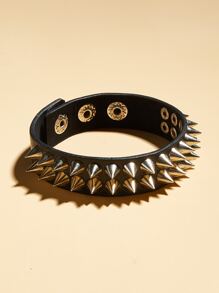 1pc Fashionable Punk Style Metal Rivet PU Bracelet, Personalized Street Hip-Hop Men's Jewelry, Party Gift