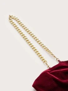 SHEIN BAE Velvet Curb Chain Cami Crop Top - Burgundy - View 3