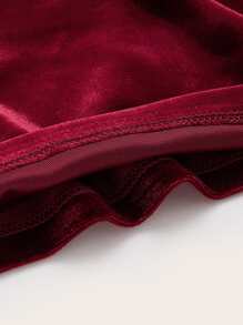 SHEIN BAE Velvet Curb Chain Cami Crop Top - Burgundy - View 4