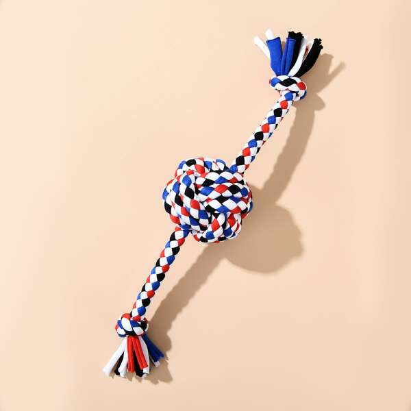 

1pc Braided Rope Knot Dog Training Toy, Multicolor