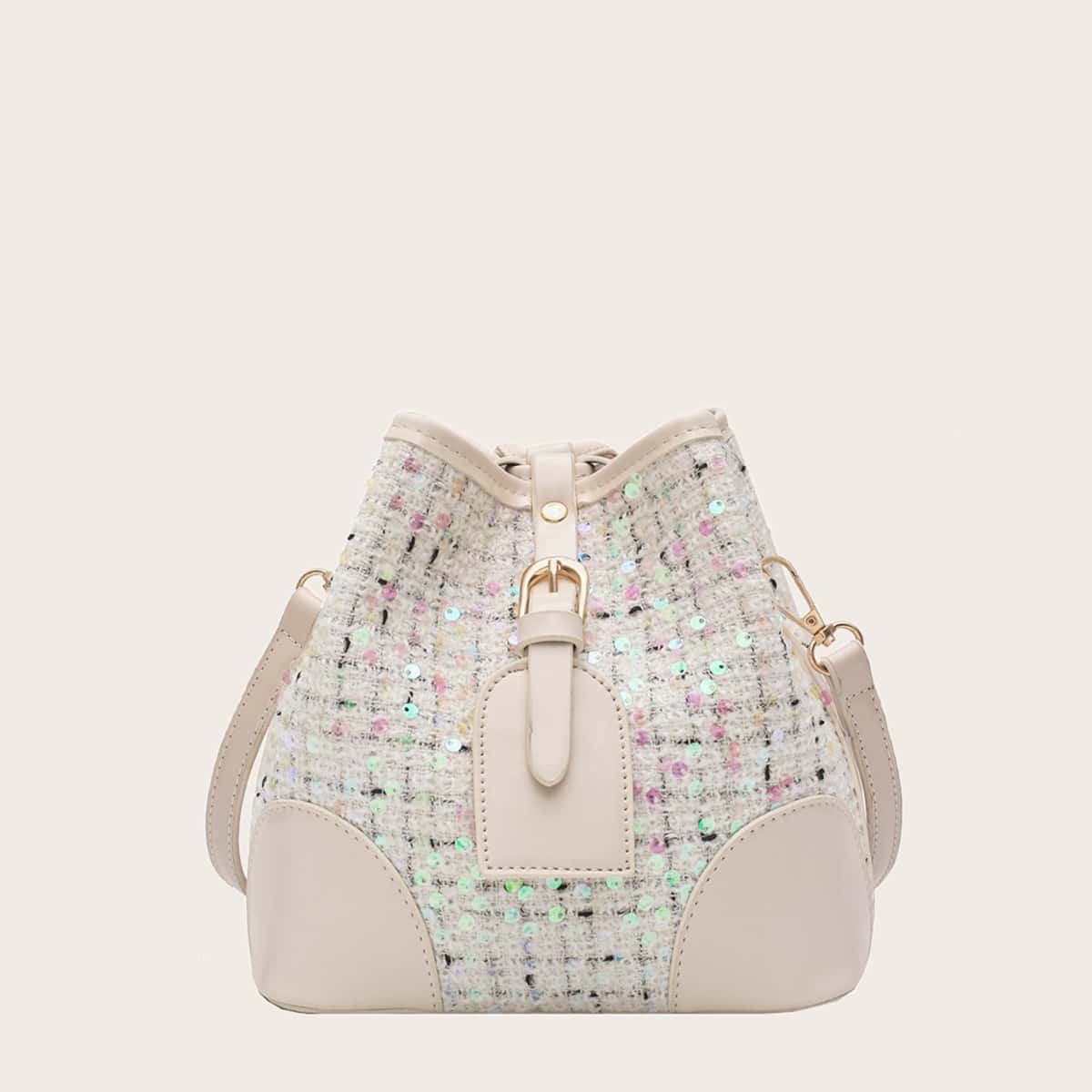 

Sequin Decor Tweed Bucket Bag, Multicolor