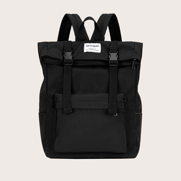 

Men Pocket Front Letter Graphic Backpack, Black