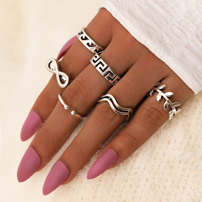 

6pcs Geo Ring, Silver