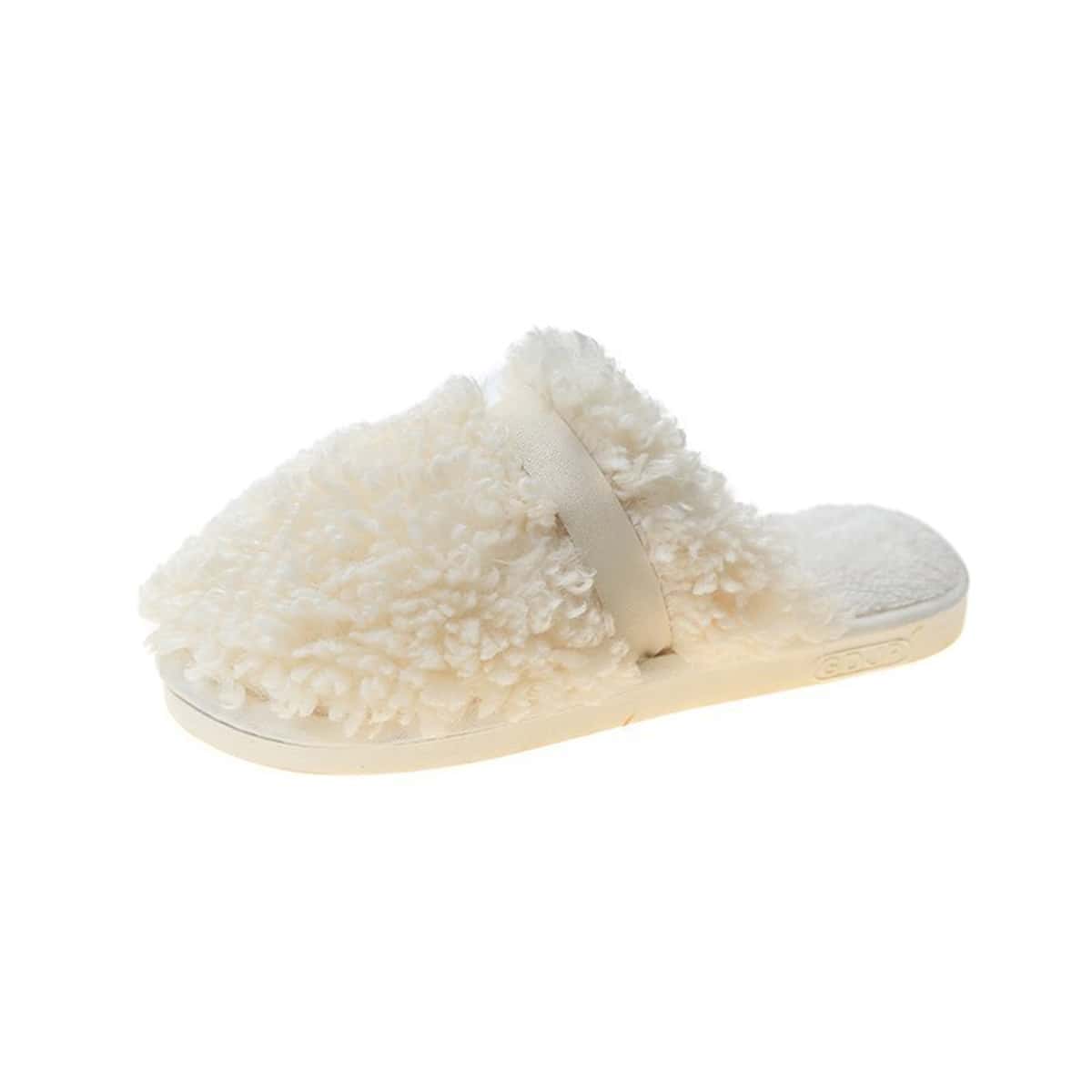 

Solid Fluffy Slippers, Beige