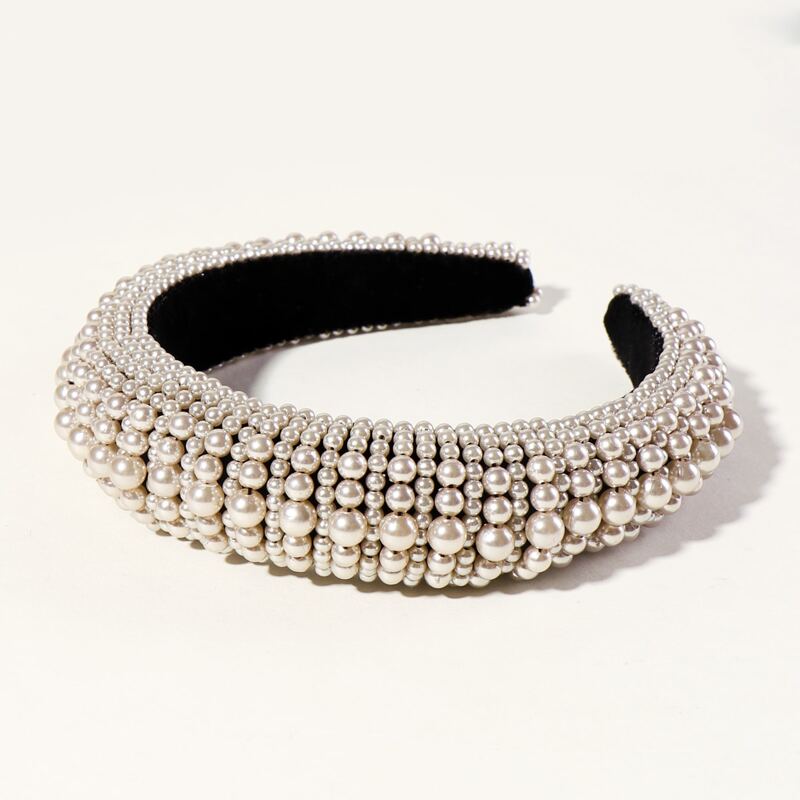 

Faux Pearl Beaded Hair Hoop, Silver