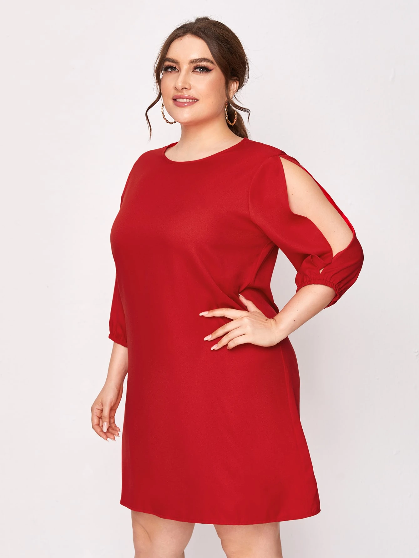 red split sleeve dress