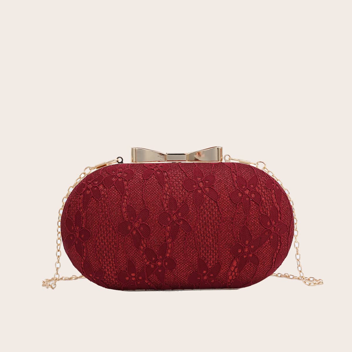 

Bow Decor Floral Graphic Box Bag, Burgundy