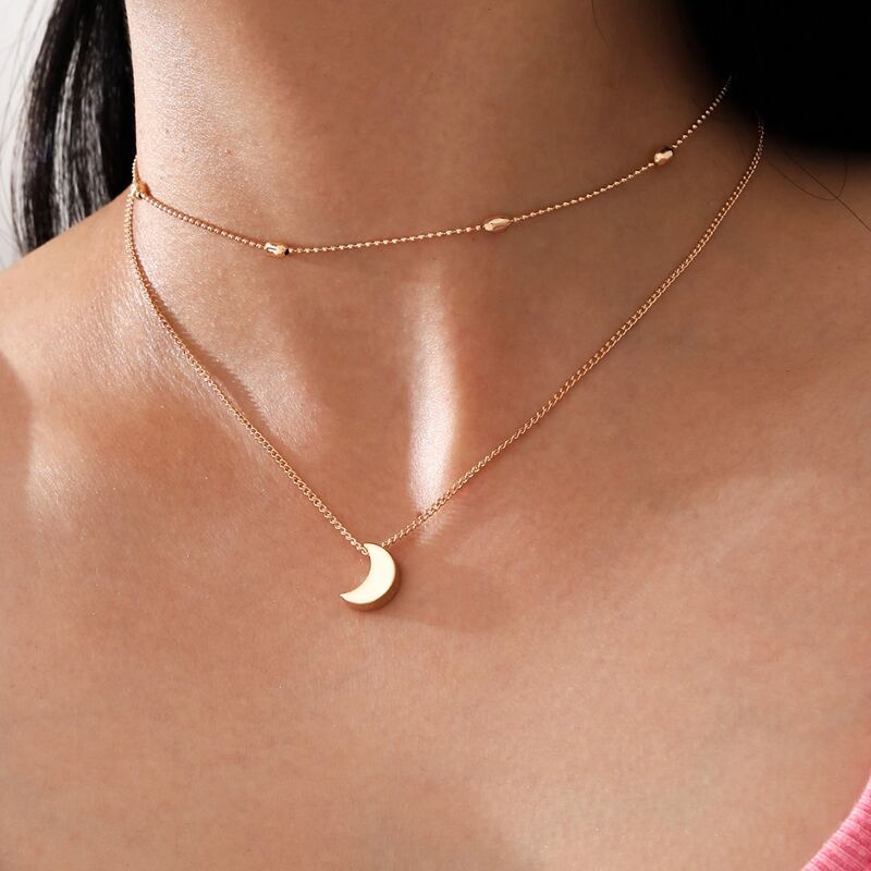 

Moon Layered Necklace, Gold