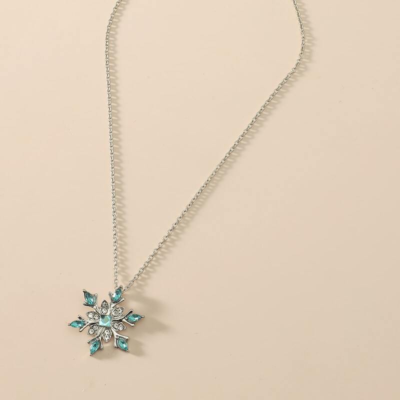 

Christmas Snowflake Pendant Necklace, Blue