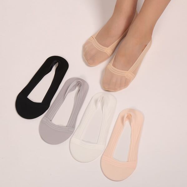 

5pairs Plain Invisible Socks, Multicolor
