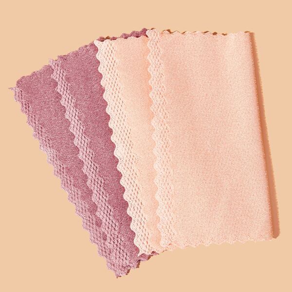 

4pcs Solid Dish-washing Cleaning Rag, Multicolor