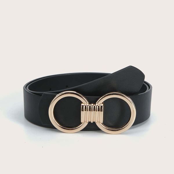 

Round Buckle Belt, Black