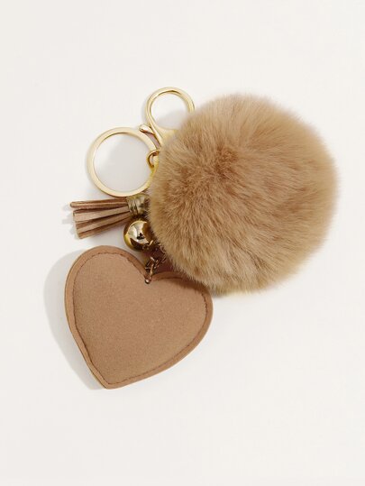 Gantungan Kunci Pom-Pom Hati Bulu Korea Bertabur Rhinestone untuk Wanita, Desain LOVE. Hadiah Kecil yang Sempurna untuk Hari Valentine, Hari Ibu & Pesta Pernikahan.