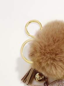 Móc khóa hình trái tim đính đá lấp lánh kiểu Hàn Quốc dễ thương dành cho nữ kèm nhãn tình yêu và quả bóng, Ngày lễ tình nhân, Ngày của mẹ, Quà cưới, Phụ kiện ô tô Valentine, Túi đựng đồ trang trí trường học phong cách Goth Y2k - Màu Khaki - Xem 3