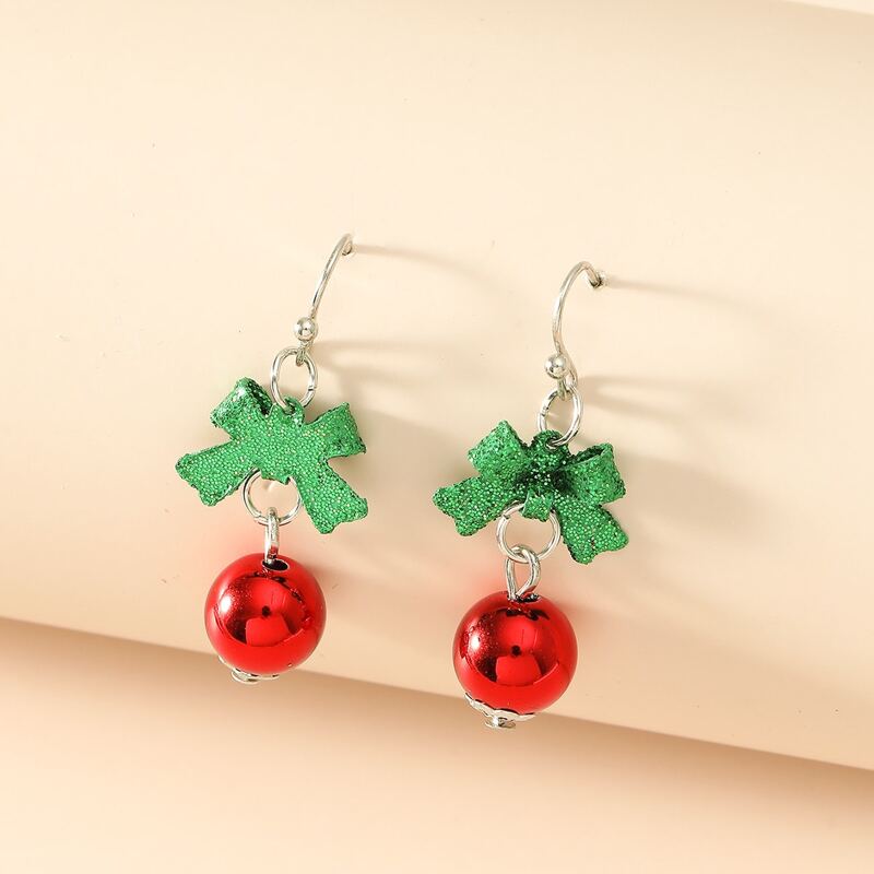 

Christmas Bow Knot Drop Earrings, Red