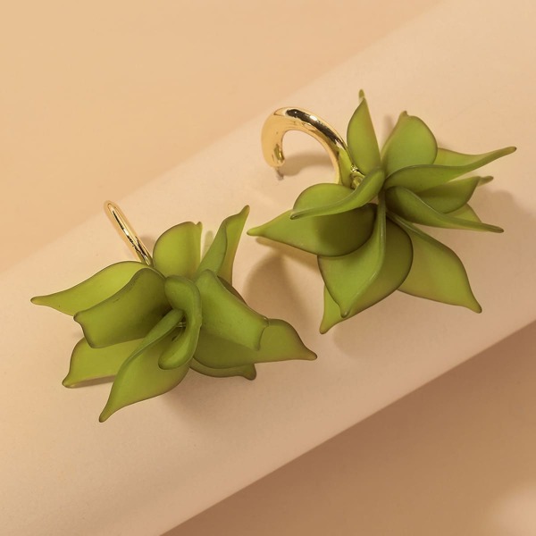 

Acrylic Flower Charm Drop Earrings, Green
