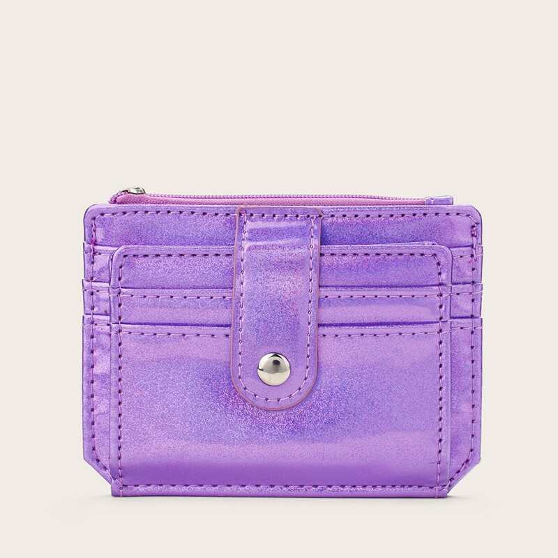 

Snap Button Purse With Card Slot, Purple