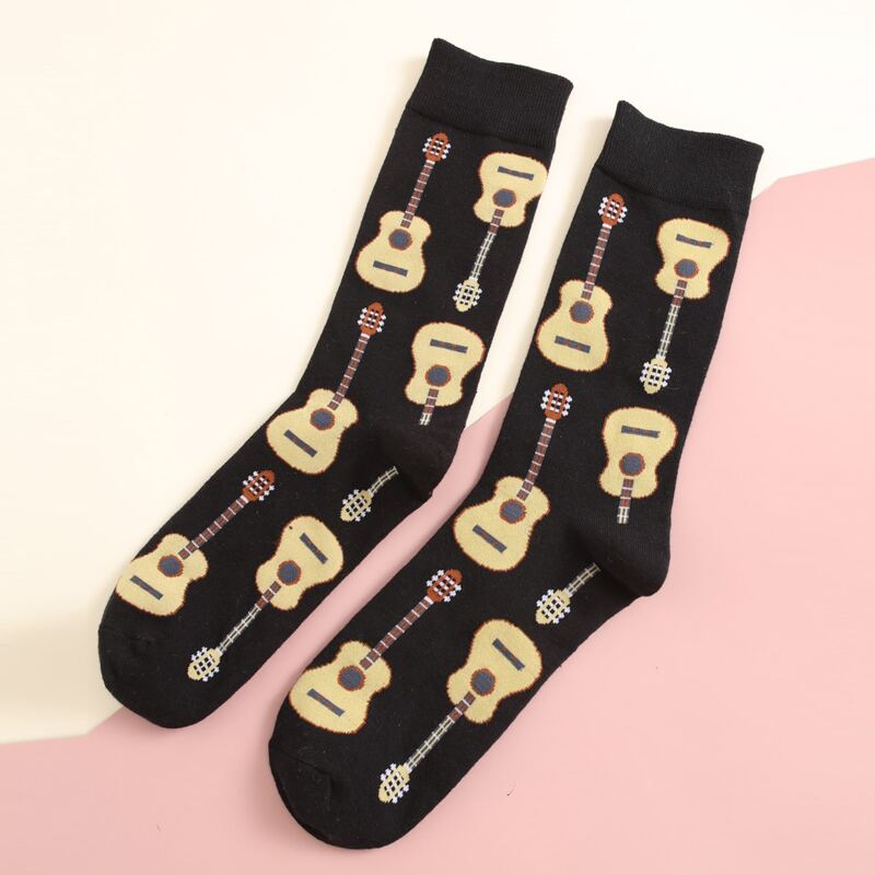 

Guitar Pattern Socks, Black