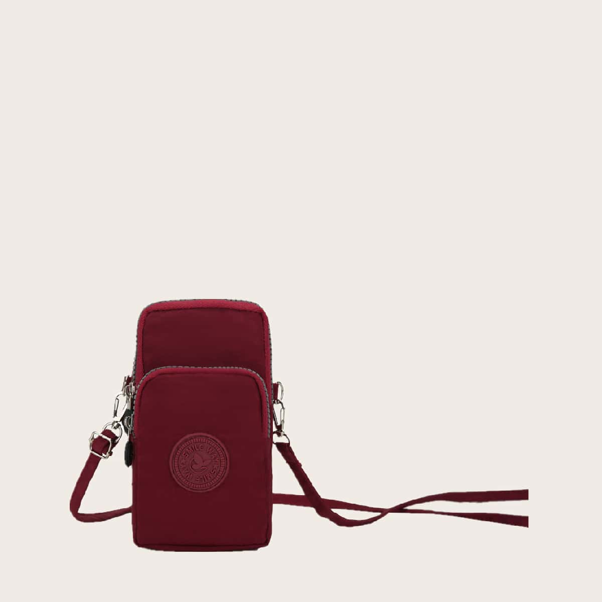 

Patch Decor Crossbody Bag, Red