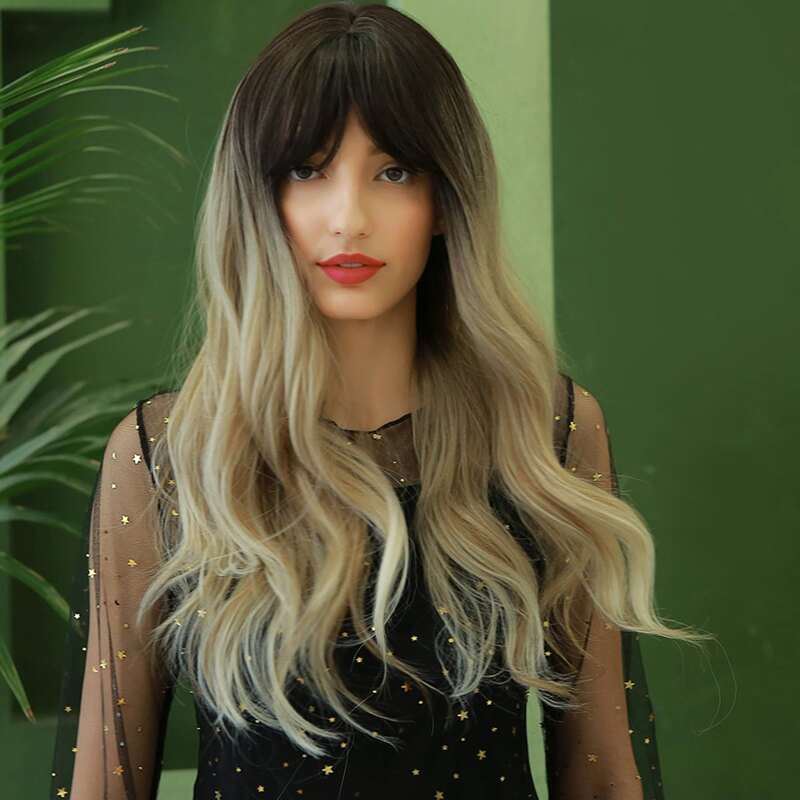 

1pc Ombre Long Curly Wig, Multicolor