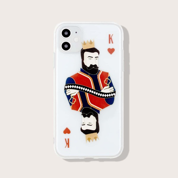 

1pc Poker Pattern iPhone Case, Clear