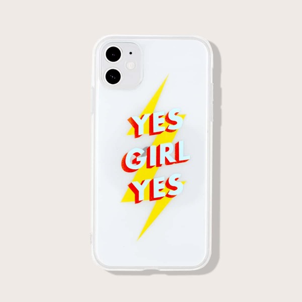 

1pc Letter Graphic iPhone Case, Clear