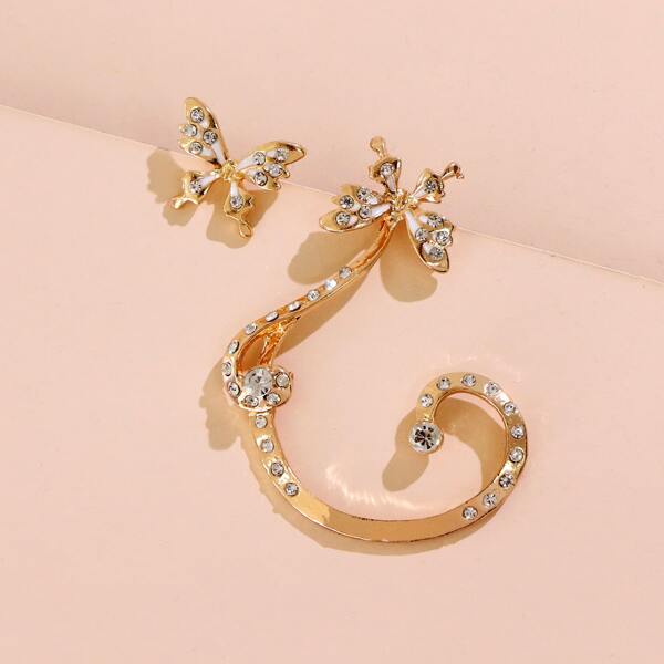 

Rhinestone Butterfly Decor Earrings, Gold