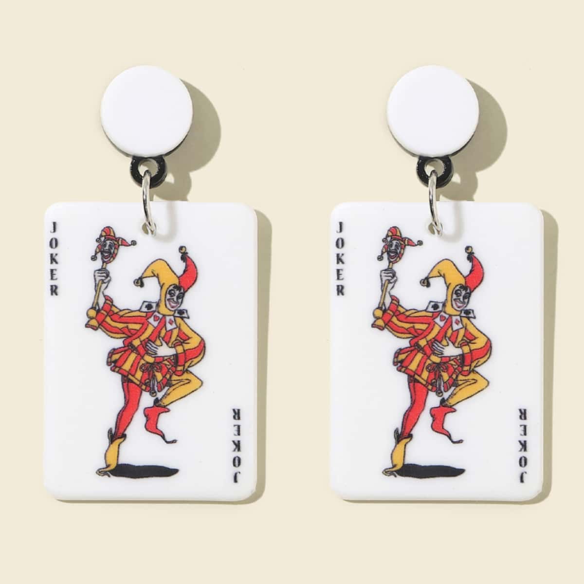 

Playing Card Design Drop Earrings, Multicolor