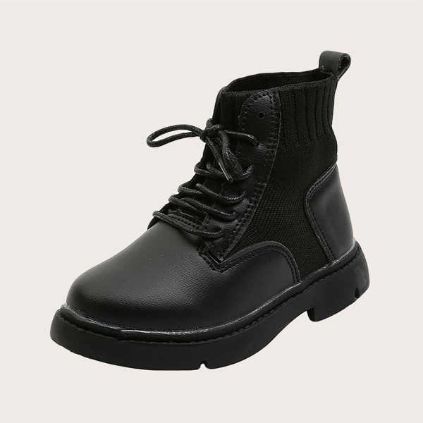 

Girls Lace-up Front Ankle Boots, Black