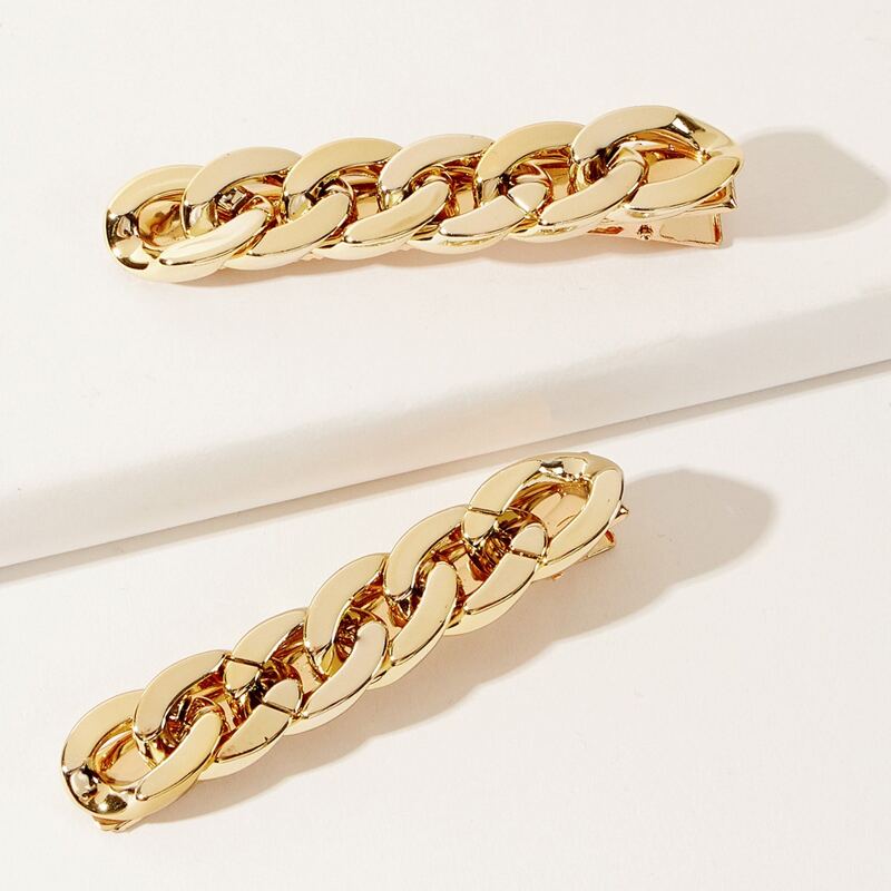 

2pcs Chain Decor Hair Hoop, Gold