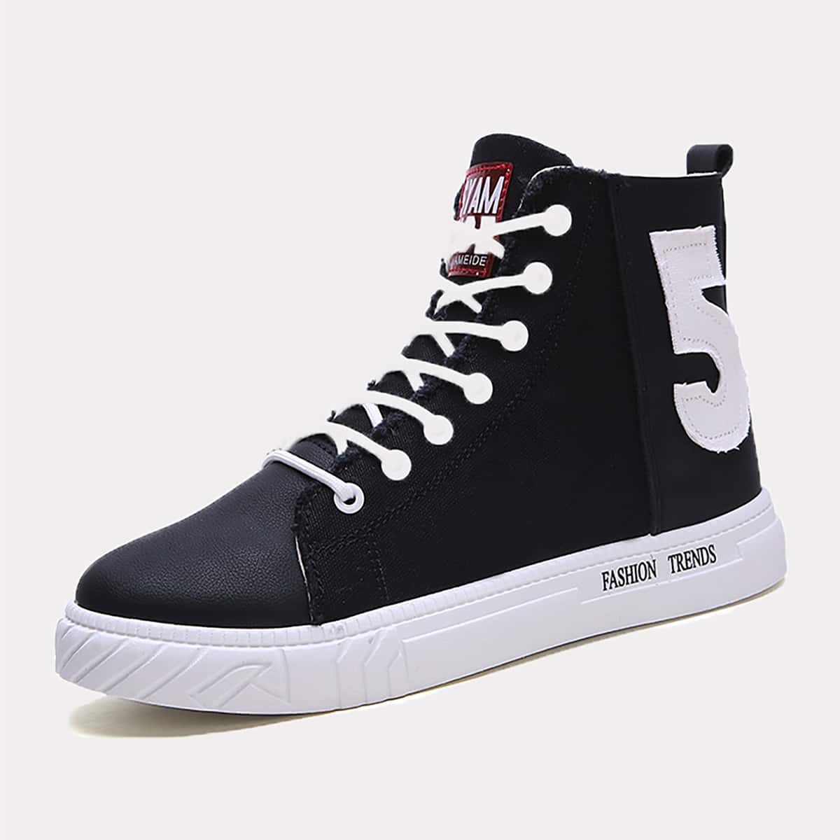 

Guys Lace-up Front Letter Graphic High Top Sneakers, Black
