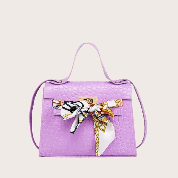 

Girls Twilly Scarf Decor Satchel Bag, Purple
