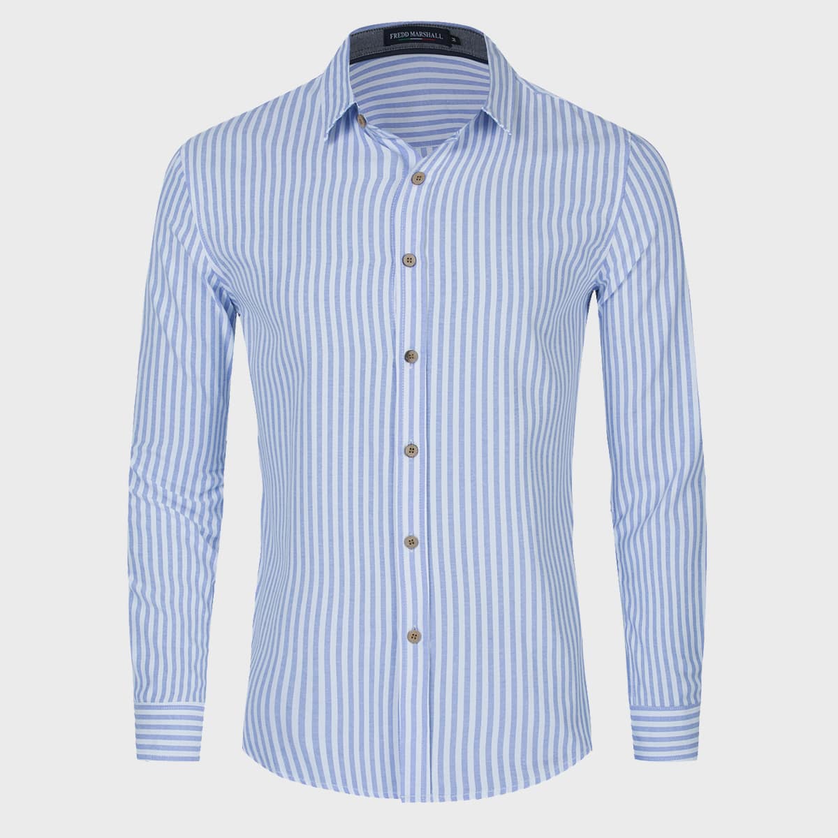 

Guys Vertical Striped Button Up Shirt, Blue and white